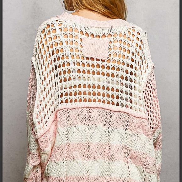 97 💕 POL Pink and White Knit Sweater - Picture 5 of 8